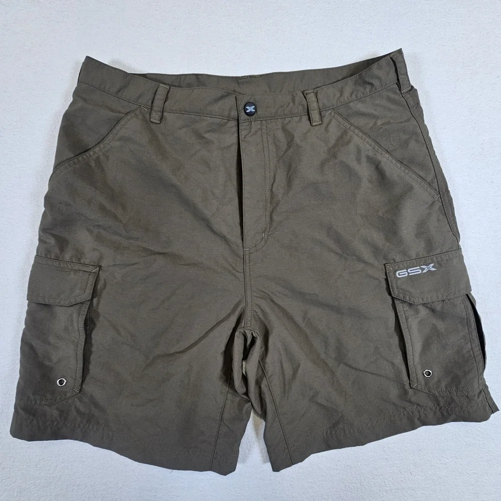 Guide Series Extreme GSX mens olive green cargo shorts size 34 nylon solid flat
